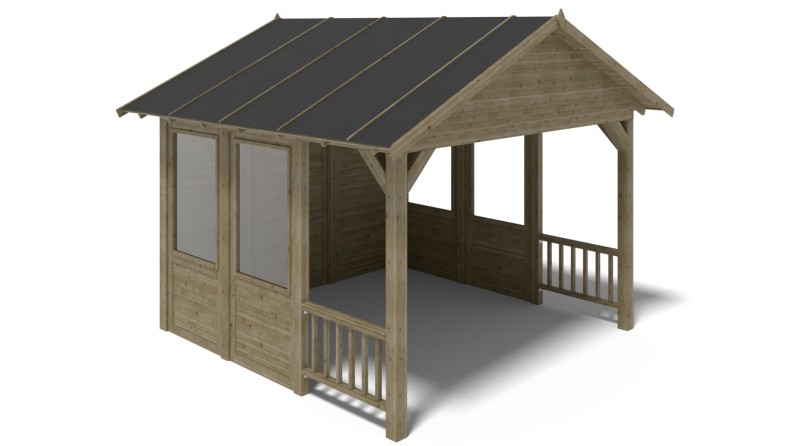 Pérgola de jardín 4.04x4.04 m con paneles - Impregnada