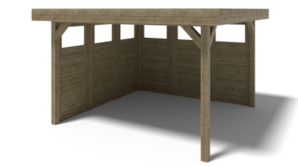 Pérgola de jardín 4.04x4.04 m con paneles - Impregnada