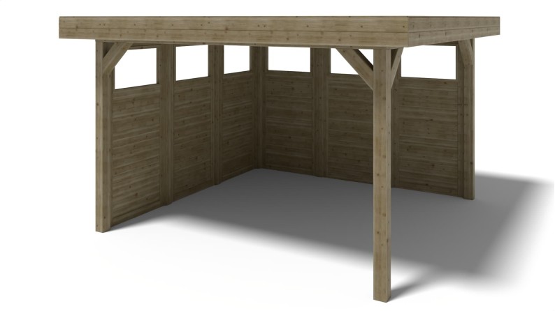 Pérgola de jardín 4.04x4.04 m con paneles - Impregnada