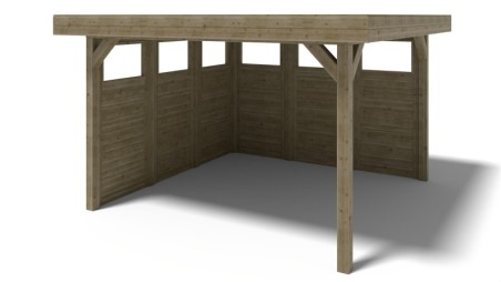 Pérgola de jardín 4.04x4.04 m con paneles - Impregnada