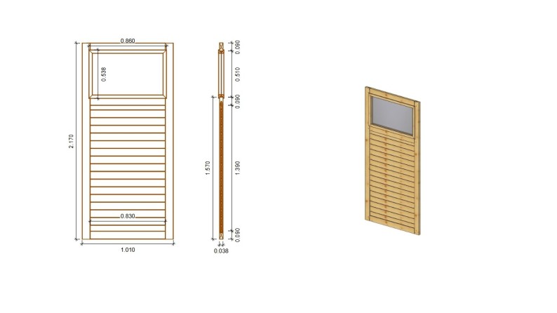 Pérgola de jardín 4.04x4.04 m con paneles - Impregnada