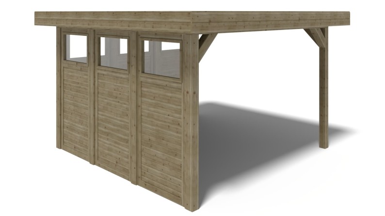 Pérgola de jardín 4.04x4.04 m con paneles - Impregnada