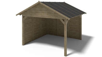 Pérgola de jardín 4.04x4.04 m con paneles - Impregnada