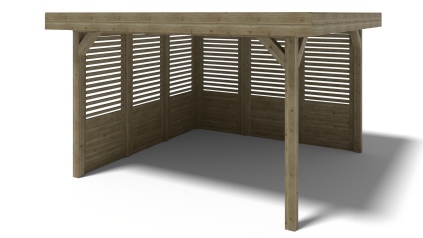 Pérgola de jardín 4.04x4.04 m con paneles - Impregnada