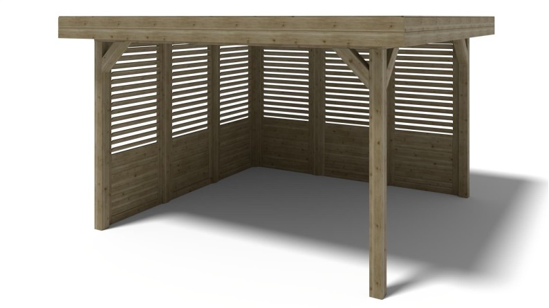 Pérgola de jardín 4.04x4.04 m con paneles - Impregnada