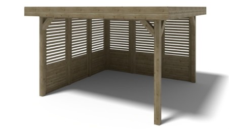 Pérgola de jardín 4.04x4.04 m con paneles - Impregnada
