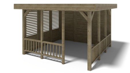 Pérgola de jardín 4.04x4.04 m con paneles - Impregnada