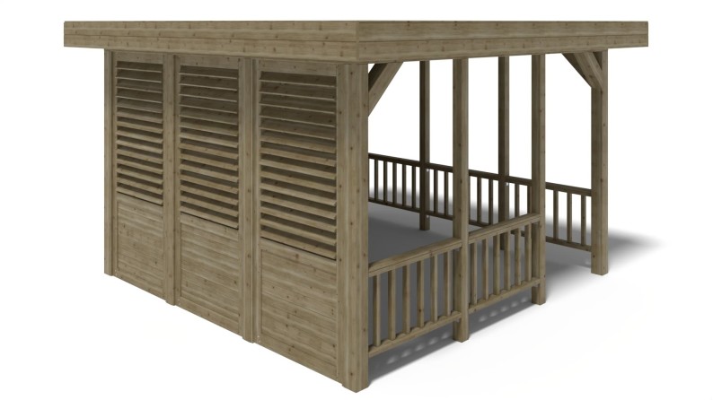 Pérgola de jardín 4.04x4.04 m con paneles - Impregnada