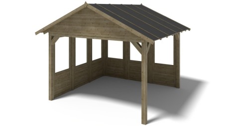 Pérgola de jardín 4.04x4.04 m con paneles - Impregnada