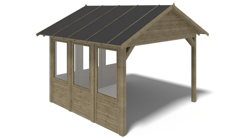 Pérgola de jardín 4.04x4.04 m con paneles - Impregnada