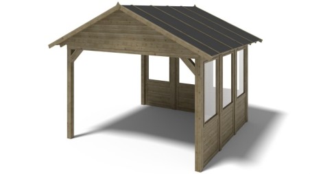 Pérgola de jardín 4.04x4.04 m con paneles - Impregnada