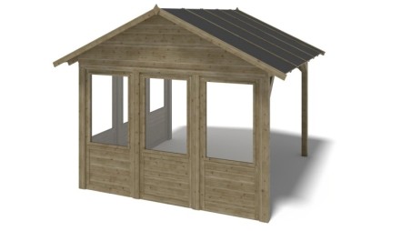 Pérgola de jardín 4.04x4.04 m con paneles - Impregnada