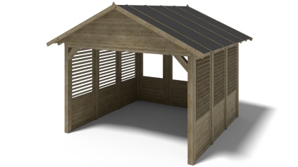 Pérgola de jardín 4.04x4.04 m con paneles - Impregnada