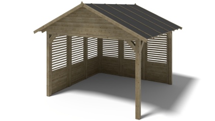 Pérgola de jardín 4.04x4.04 m con paneles - Impregnada
