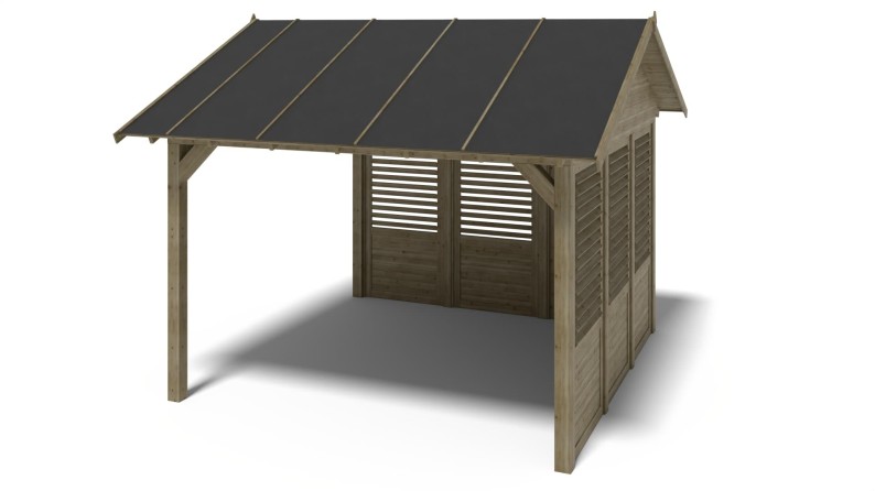 Pérgola de jardín 4.04x4.04 m con paneles - Impregnada