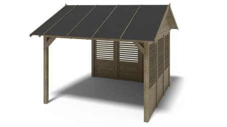 Pérgola de jardín 4.04x4.04 m con paneles - Impregnada