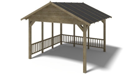 Pérgola de jardín 4.04x4.04 m con paneles - Impregnada