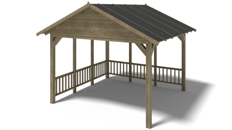 Pérgola de jardín 4.04x4.04 m con paneles - Impregnada