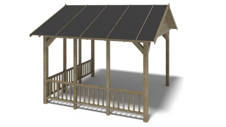 Pérgola de jardín 4.04x4.04 m con paneles - Impregnada
