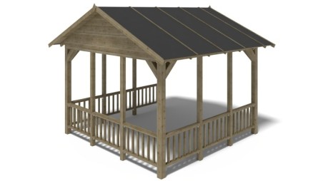 Pérgola de jardín 4.04x4.04 m con paneles - Impregnada
