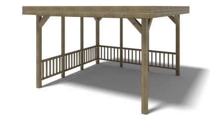 Pérgola de jardín 4.04x4.04 m con paneles - Impregnada