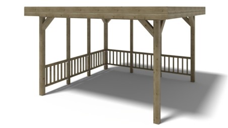 Pérgola de jardín 4.04x4.04 m con paneles - Impregnada