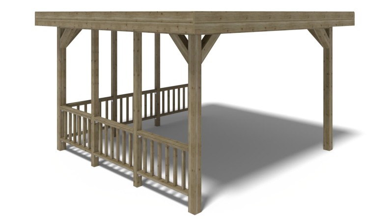 Pérgola de jardín 4.04x4.04 m con paneles - Impregnada