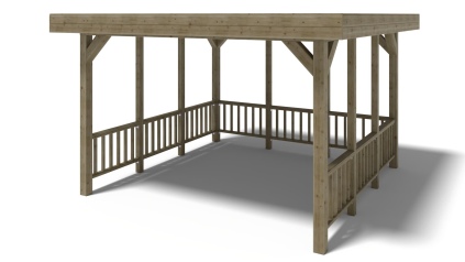 Pérgola de jardín 4.04x4.04 m con paneles - Impregnada