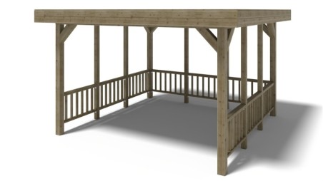 Pérgola de jardín 4.04x4.04 m con paneles - Impregnada