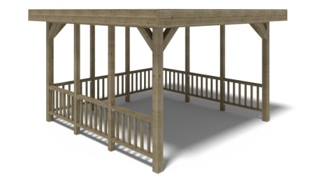 Pérgola de jardín 4.04x4.04 m con paneles - Impregnada