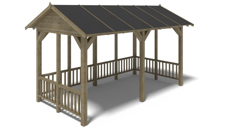 Pérgola de jardín 5x3.06 m con paneles - Impregnada