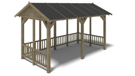 Pérgola de jardín 5x3.06 m con paneles - Impregnada