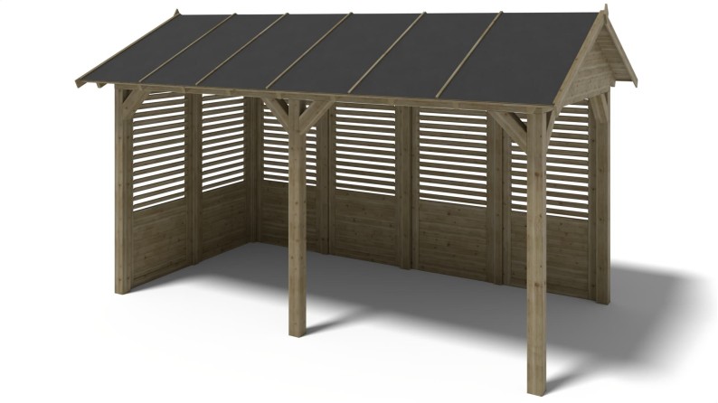Pérgola de jardín 5x3.06 m con paneles - Impregnada