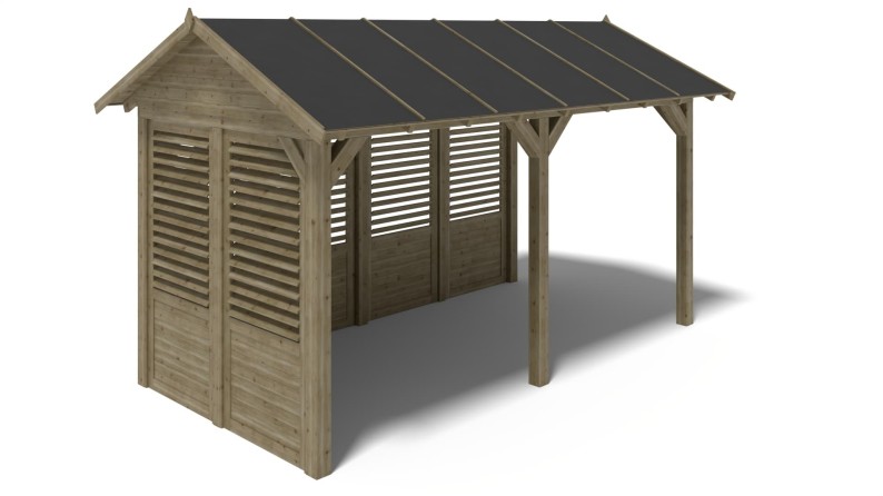 Pérgola de jardín 5x3.06 m con paneles - Impregnada