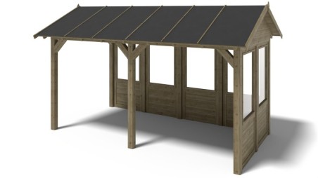 Pérgola de jardín 5x3.06 m con paneles - Impregnada