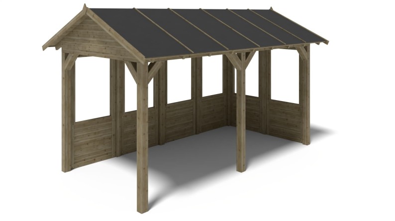 Pérgola de jardín 5x3.06 m con paneles - Impregnada