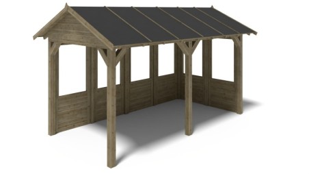 Pérgola de jardín 5x3.06 m con paneles - Impregnada