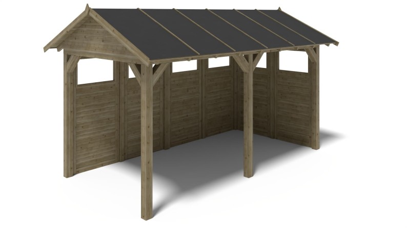 Pérgola de jardín 5x3.06 m con paneles - Impregnada
