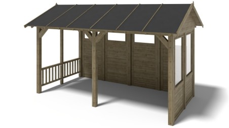 Pérgola de jardín 5x3.06 m con paneles - Impregnada