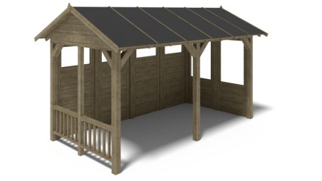 Pérgola de jardín 5x3.06 m con paneles - Impregnada