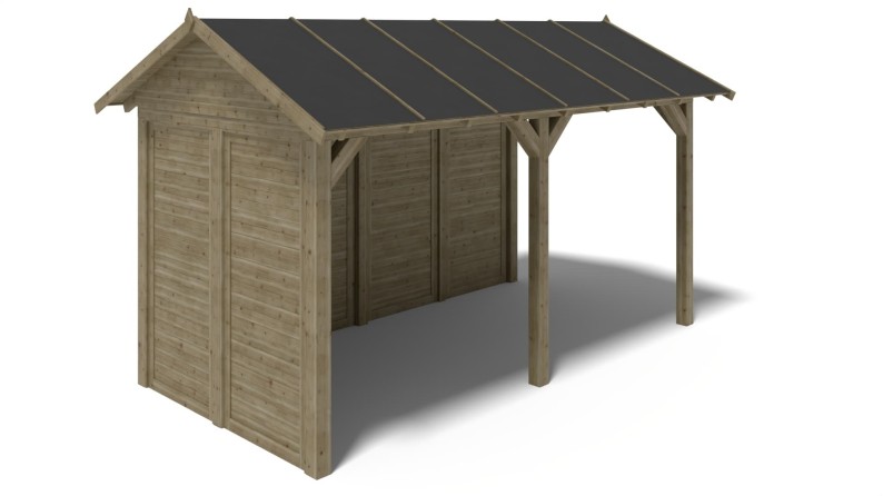 Pérgola de jardín 5x3.06 m con paneles - Impregnada