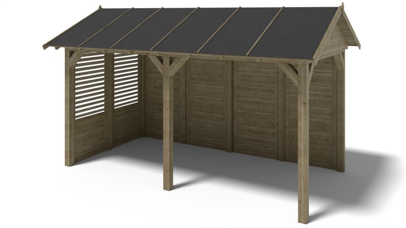 Pérgola de jardín 5x3.06 m con paneles - Impregnada