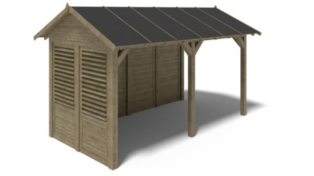 Pérgola de jardín 5x3.06 m con paneles - Impregnada