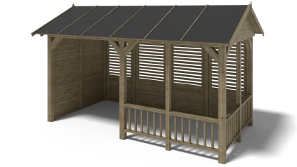 Pérgola de jardín 5x3.06 m con paneles - Impregnada