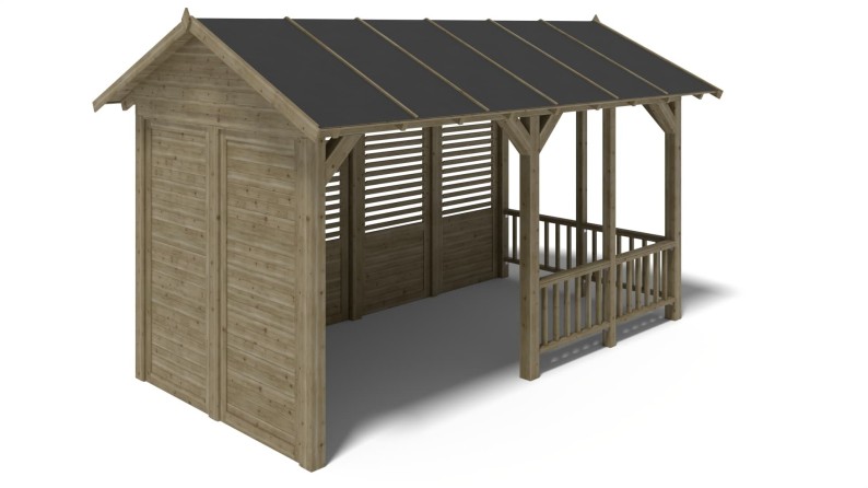 Pérgola de jardín 5x3.06 m con paneles - Impregnada