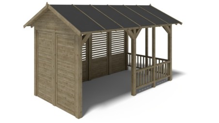 Pérgola de jardín 5x3.06 m con paneles - Impregnada