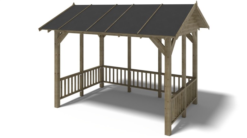 Pérgola de jardín 4.04x3.06 m con paneles - Impregnada