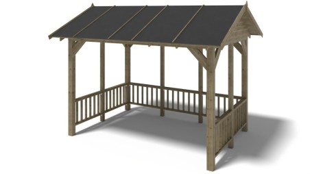 Pérgola de jardín 4.04x3.06 m con paneles - Impregnada