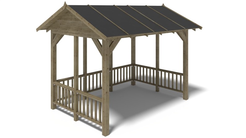 Pérgola de jardín 4.04x3.06 m con paneles - Impregnada