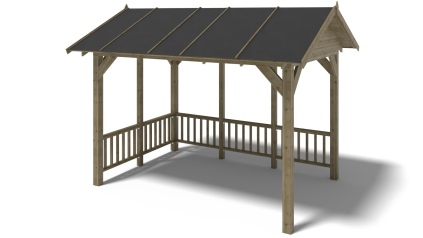 Pérgola de jardín 4.04x3.06 m con paneles - Impregnada
